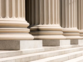 Old stone pillars bank