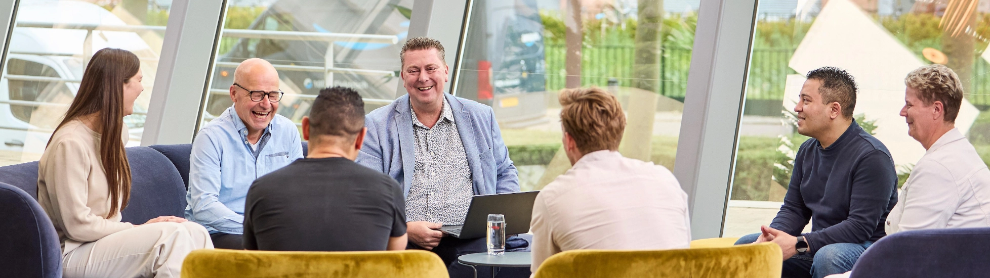 Group discussion in the lobby